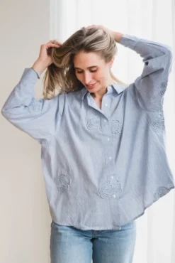 Dalma Dori Mini Stripe Shirt Blue