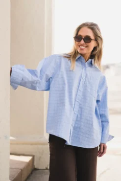 Dalma Triple Check Shirt Light Blue