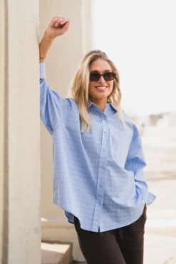Dalma Triple Check Shirt Light Blue