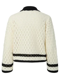 Damu LS Knit Cardigan Pristine W. Black