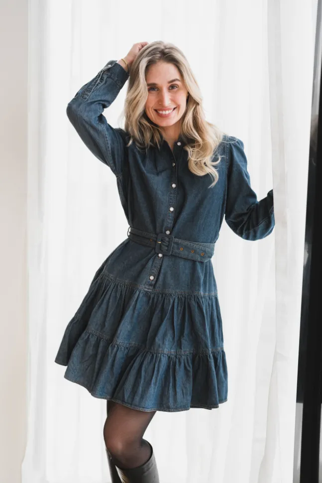 Denim Belt Dress French Blue