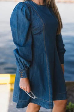 Denim Fitted Dress French Blue