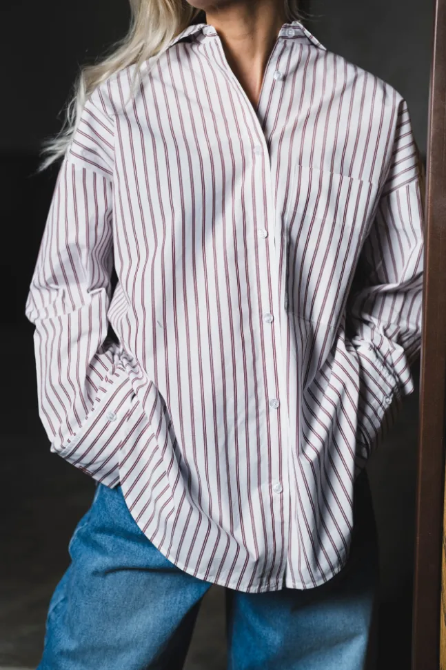 Derris Shirt Cabernet Stripe