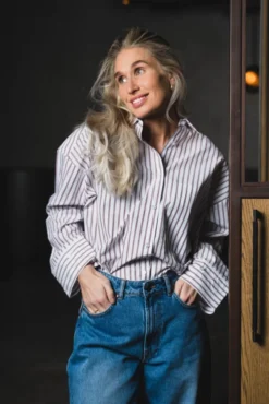 Derris Shirt Cabernet Stripe