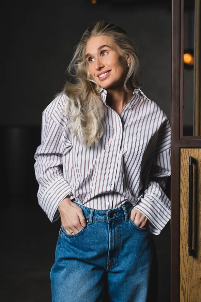 Derris Shirt Cabernet Stripe