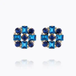 Diora Statement Earrings Gold ReCreated Blue Combo