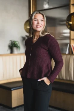 Dolly LS Knit Cardigan Port Royale