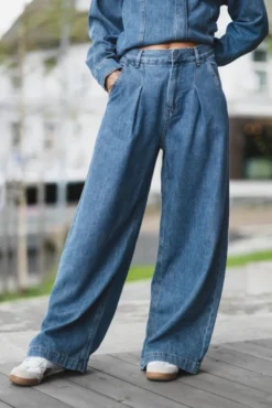 Dophina Wide Pants Washed Medium Blue