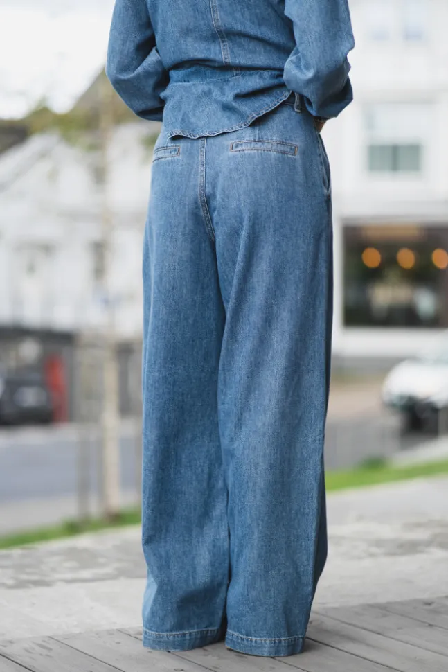 Dophina Wide Pants Washed Medium Blue