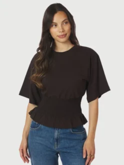 Dray Boxy Smock Tee Dark Brown