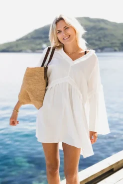 Eden Dress Linen White