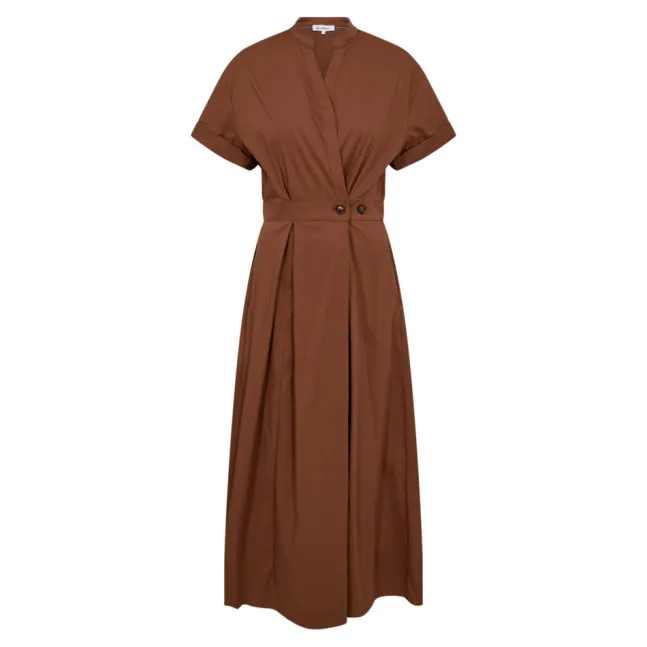 Elara Wrap SS Dress Dark Brown