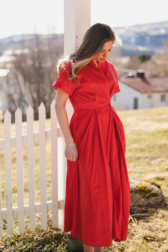 Elara Wrap SS Dress Flame