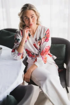 Elena Blouse Fiori Blanc