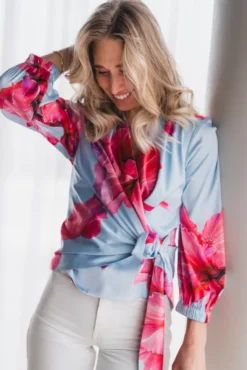 Elena Blouse Fuchsia Maxi Flower