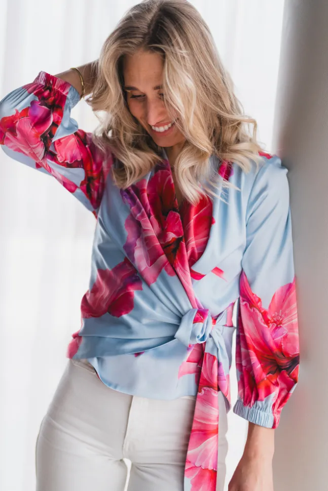 Elena Blouse Fuchsia Maxi Flower
