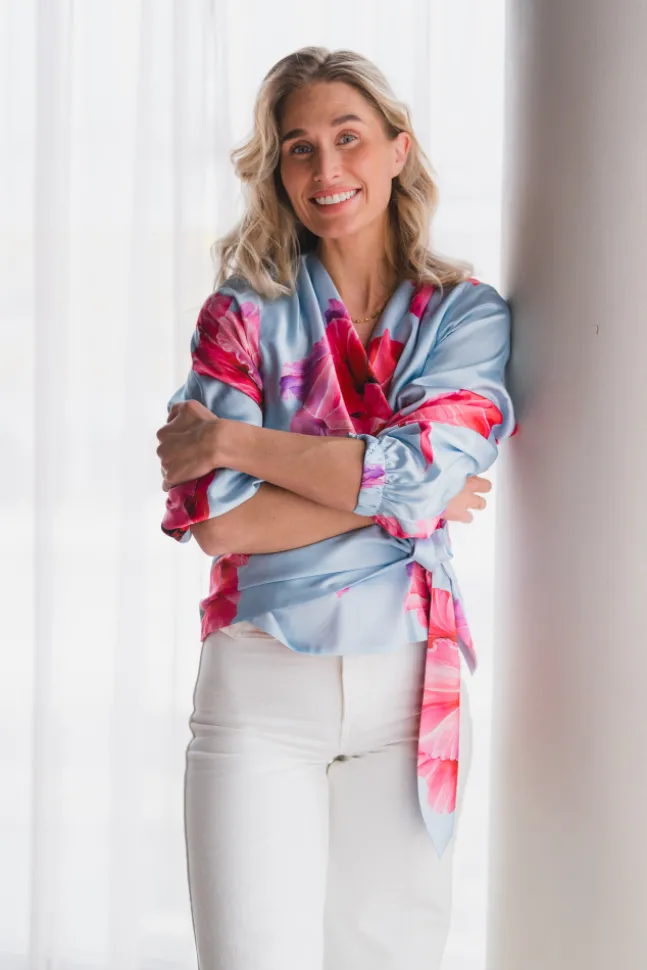 Elena Blouse Fuchsia Maxi Flower
