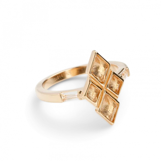 Eleven Signature Ring Gold Clear Quartz