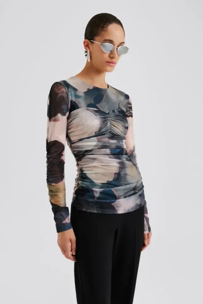 Elionora Sheer Jersey Top Dusty Poppy