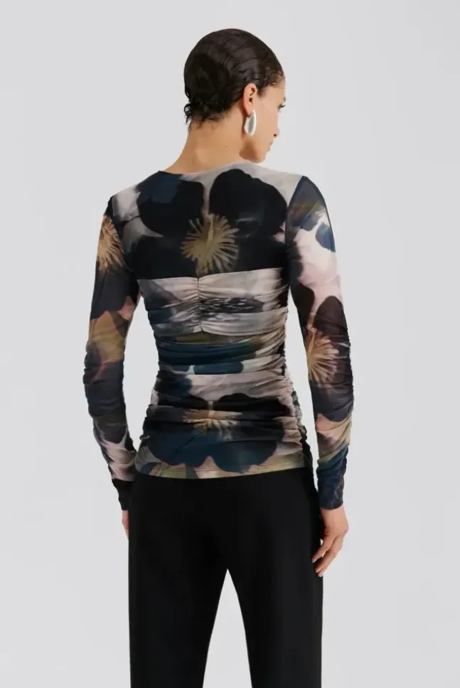 Elionora Sheer Jersey Top Dusty Poppy