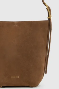 Elly Medium Bucket Bag Suede Tobacco