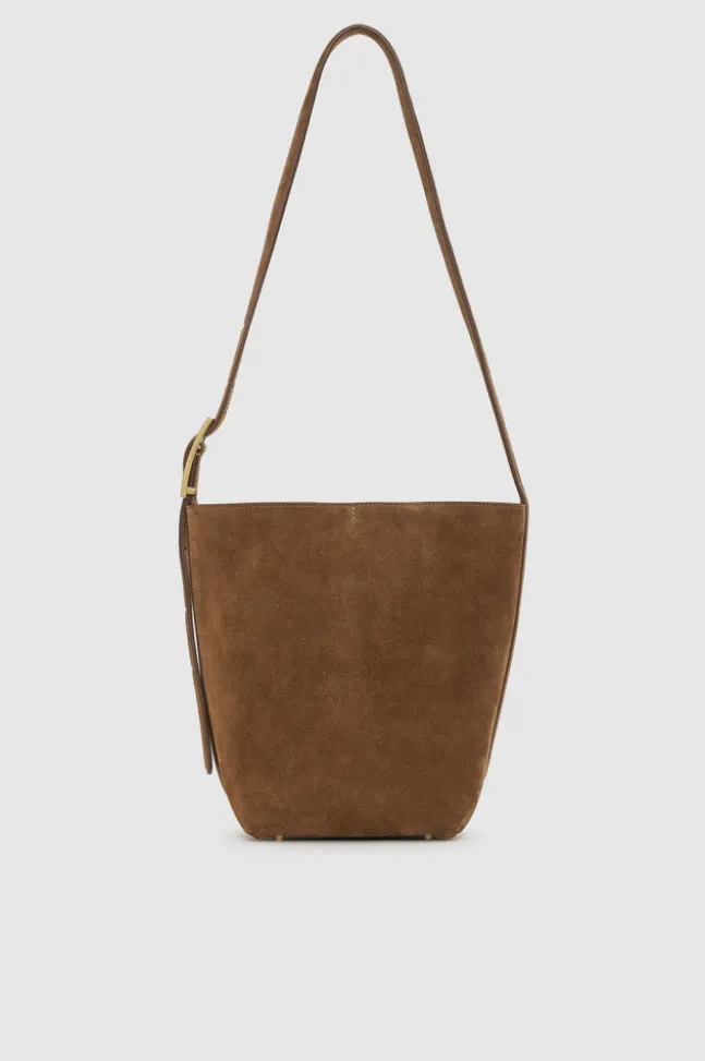 Elly Medium Bucket Bag Suede Tobacco