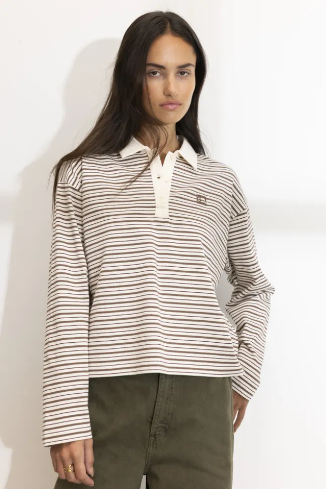 Elmer Polo Shirt Brown Stripe