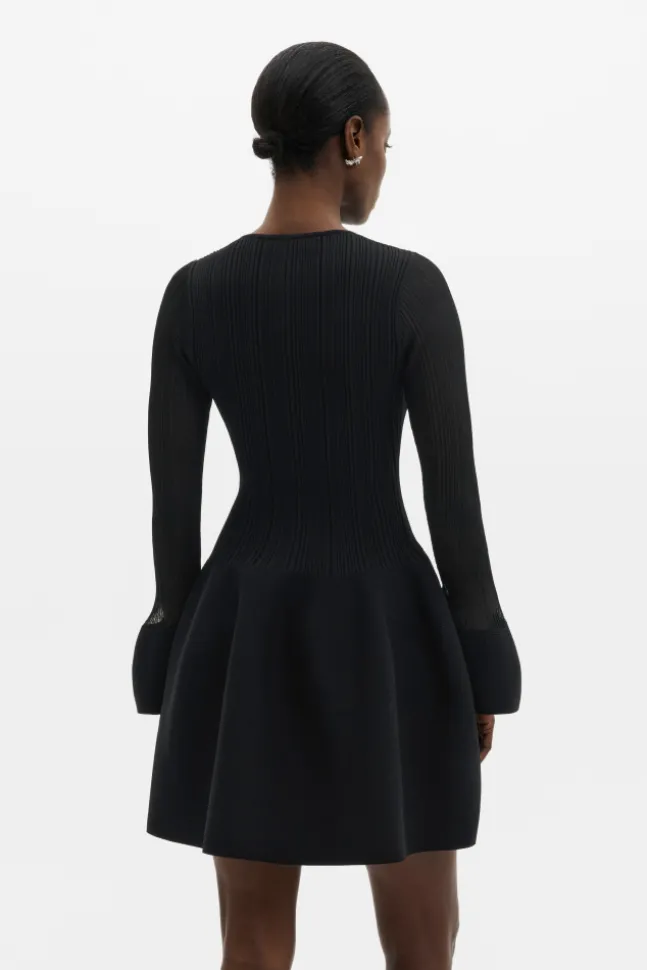 Elona Voluminous Skirt Knitted Mini Dress Black