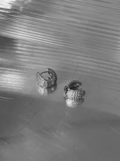 Elysian Pavé Huggies Silver