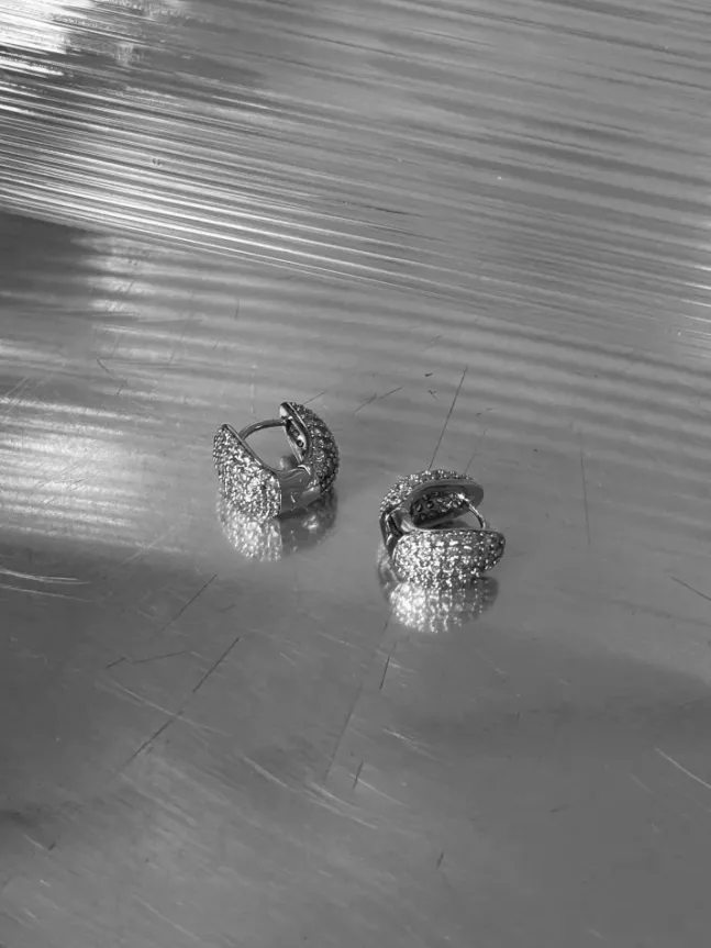 Elysian Pavé Huggies Silver