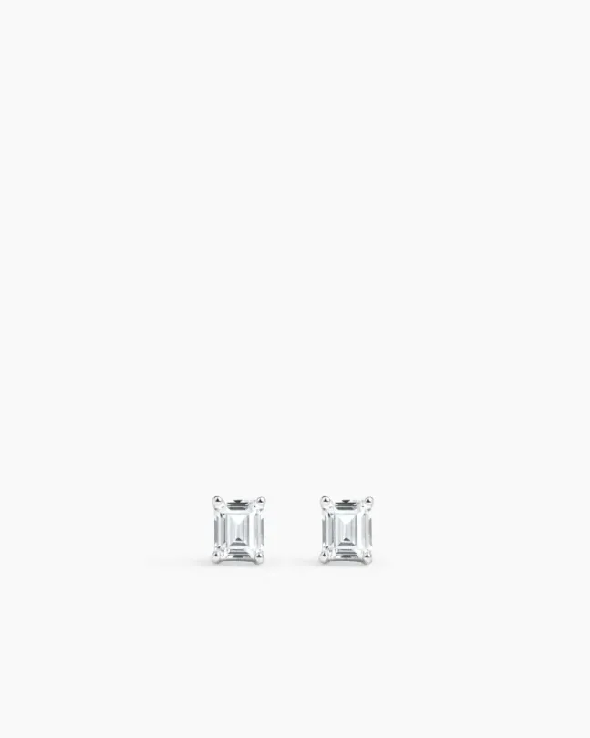 Emerald Studs Small Silver