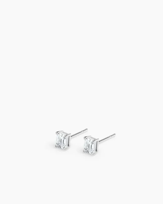 Emerald Studs Small Silver