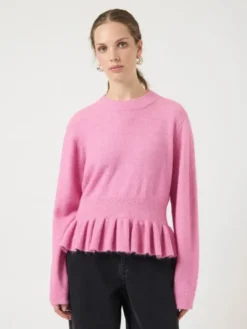 Emily LS Peplum Knit Pullover Moonlite Mauve