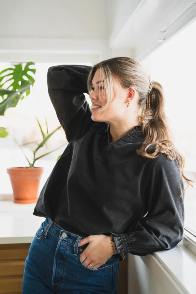 Emmeline Denim Blouse Black