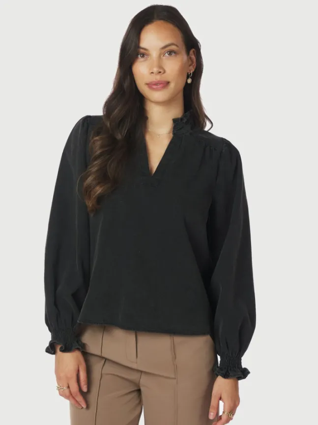 Emmeline Denim Blouse Black