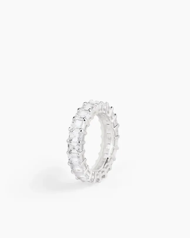 Eternity Emerald Ring Silver