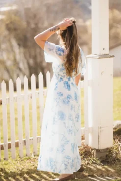 Evangelia 2/4 Dress M Blue Flower