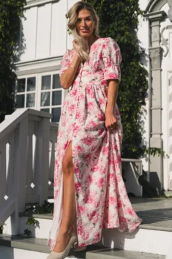 Evie Maxi Dress Peony Pop Pink