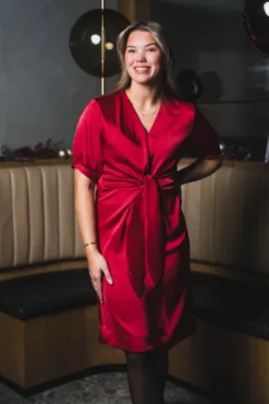 Faye Dress Short Semi Rich Deep Red