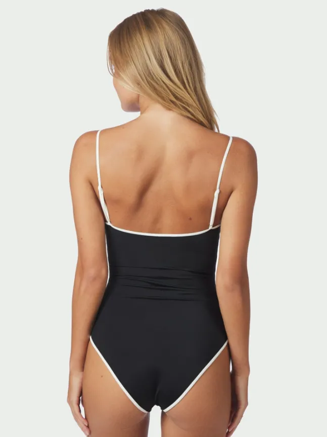 Felice Solid Contrast Swimsuit Black/White