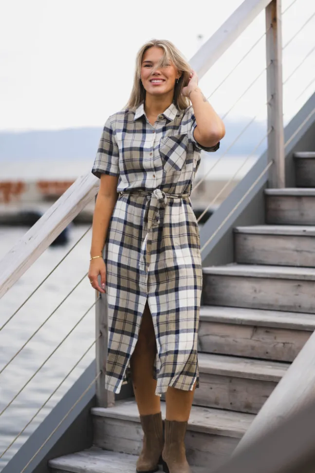 Fern Dress Navy Tartan