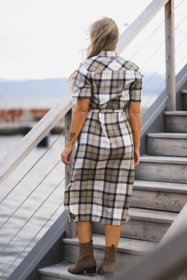 Fern Dress Navy Tartan