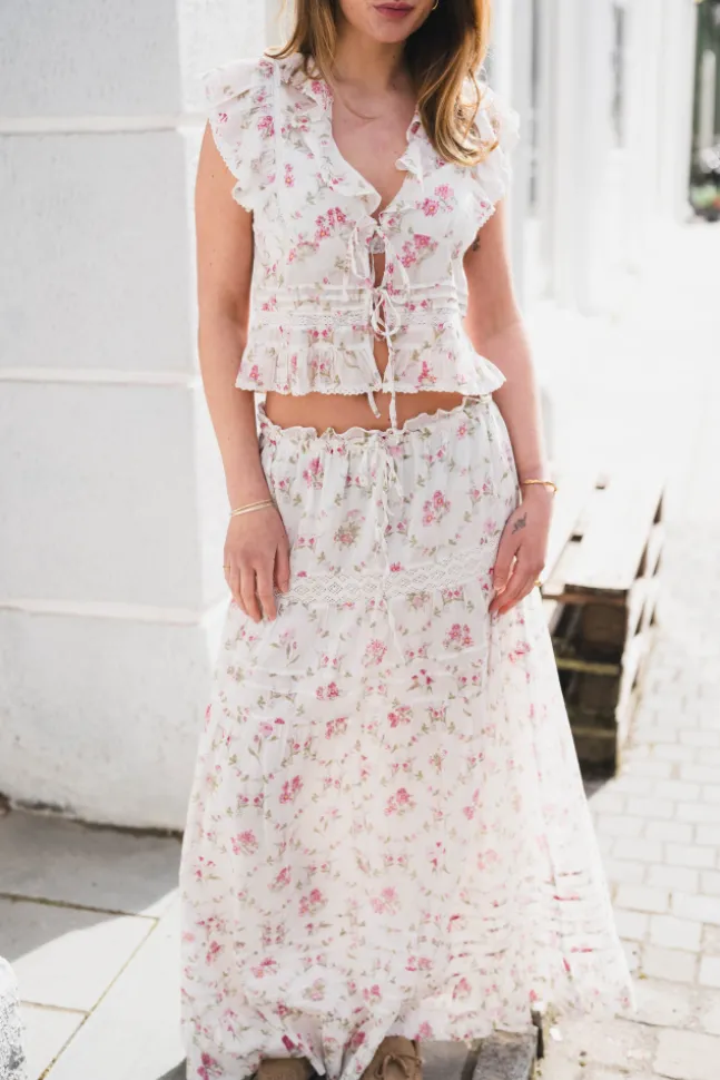 Fippo Spring Flower Skirt Offwhite