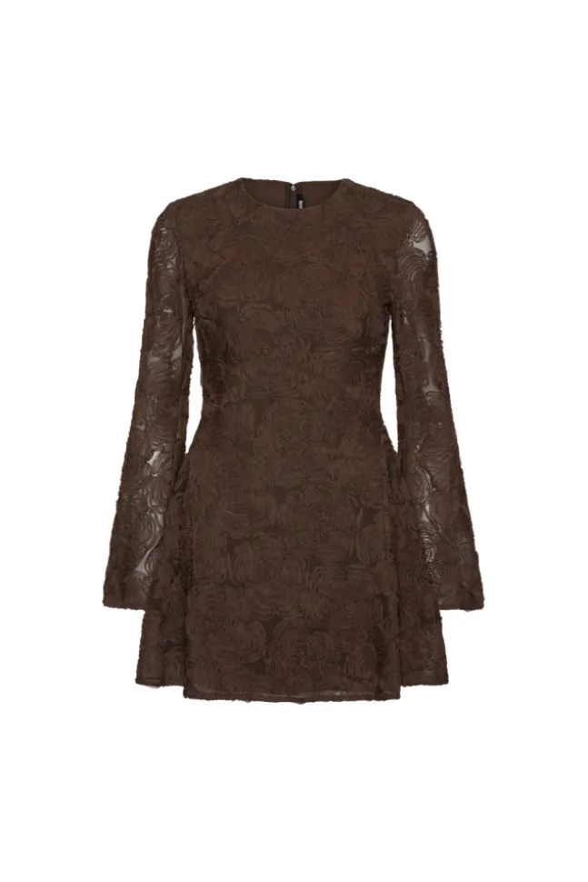 Flower Mesh LS Mini Dress Mole