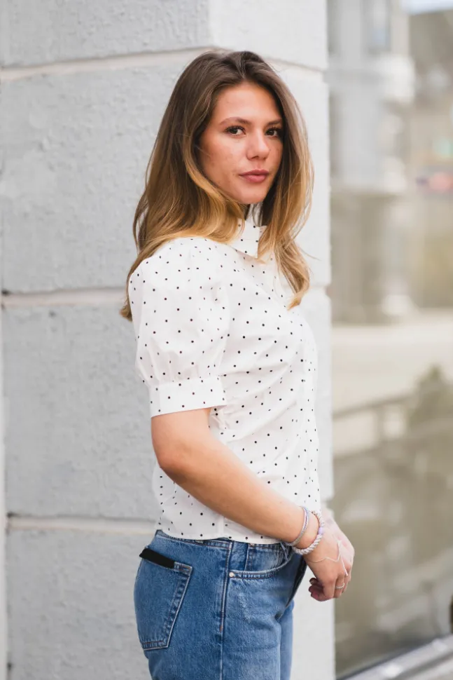 Frannie Dot Shirt Offwhite