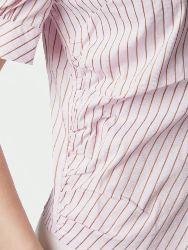 Frannie Structure Stripe Shirt Light Pink