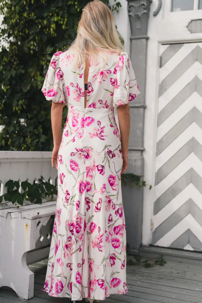 Freja Pouf Sleeve Maxi Dress Tulip Pink