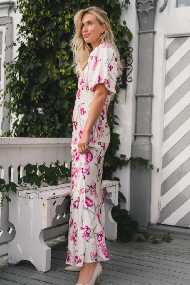 Freja Pouf Sleeve Maxi Dress Tulip Pink