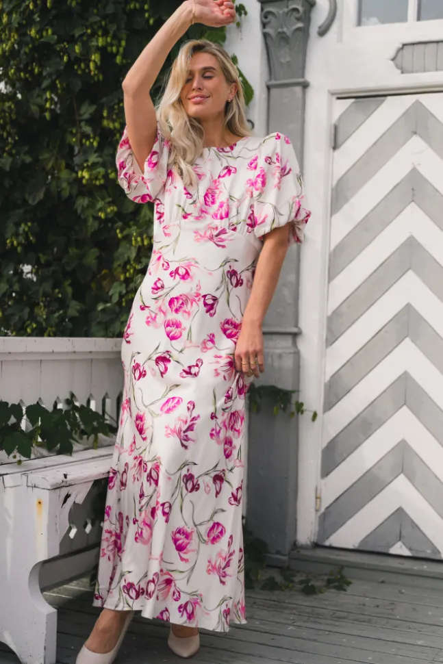 Freja Pouf Sleeve Maxi Dress Tulip Pink