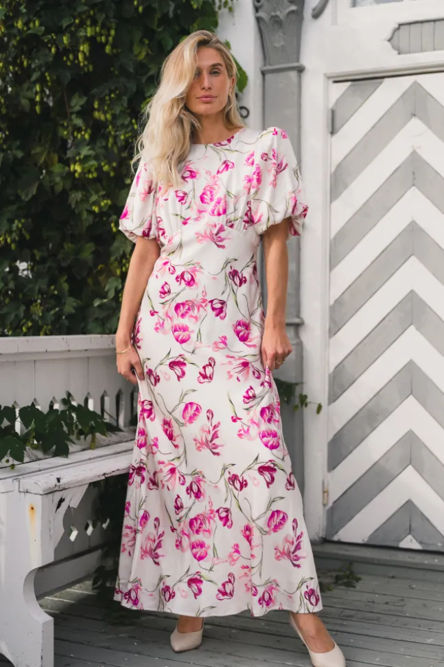 Freja Pouf Sleeve Maxi Dress Tulip Pink